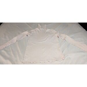 Ralph Lauren Sport Turtleneck Women XL Pink Fair Lettuce Edge Pima Cotton Top